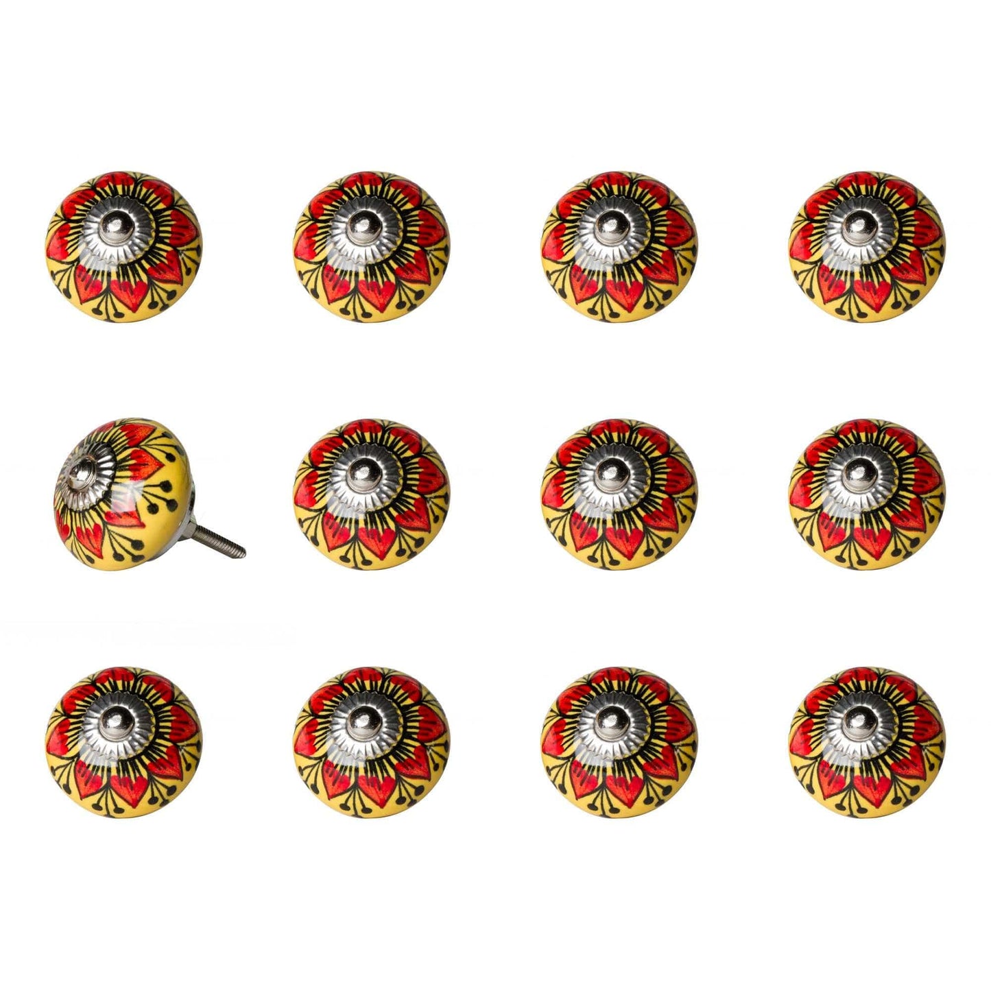 1.5" X 1.5" X 1.5" Ceramic Metal Multicolor 12 Pack Knob - Homeroots - Flyclothing LLC