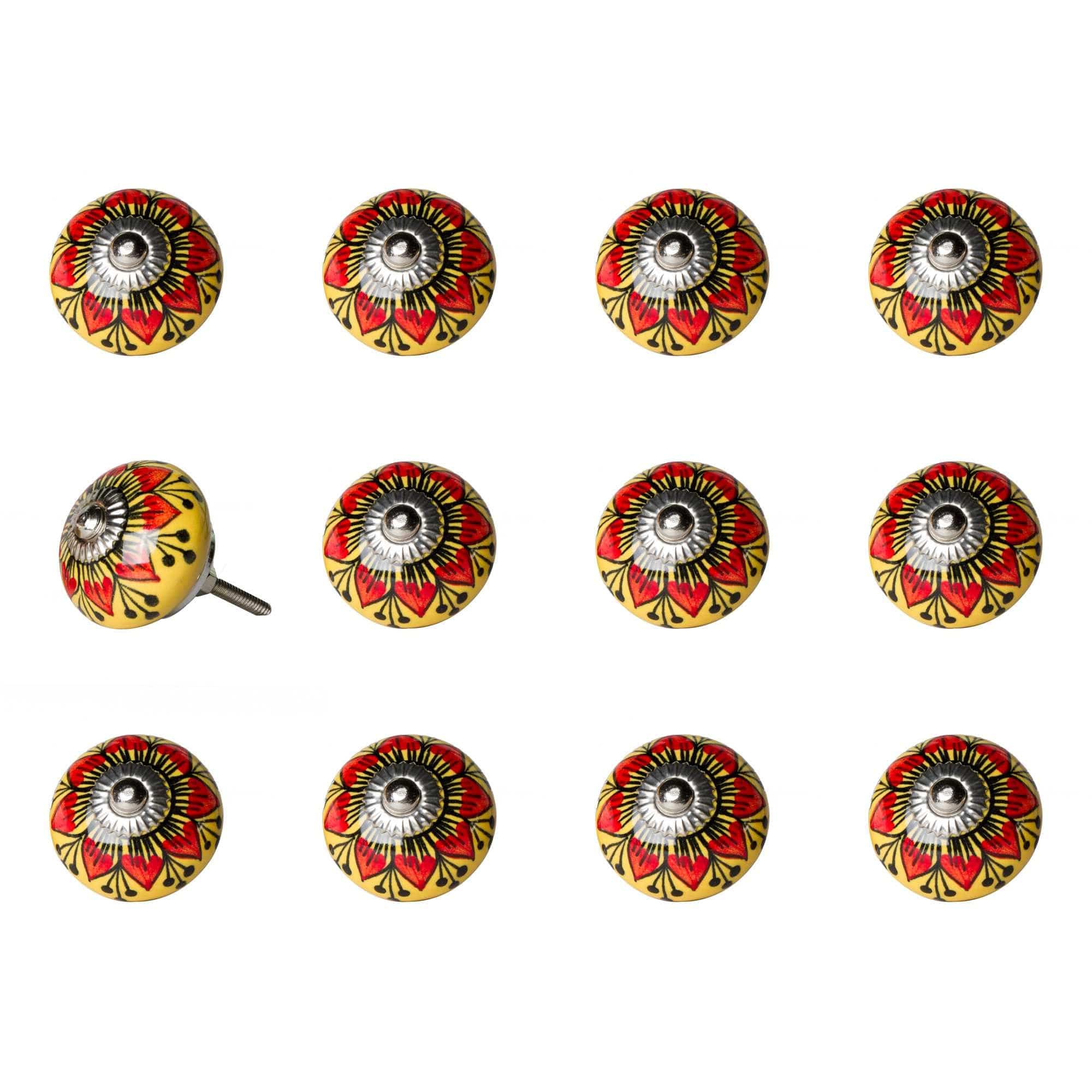 1.5" X 1.5" X 1.5" Ceramic Metal Multicolor 12 Pack Knob - Homeroots - Flyclothing LLC