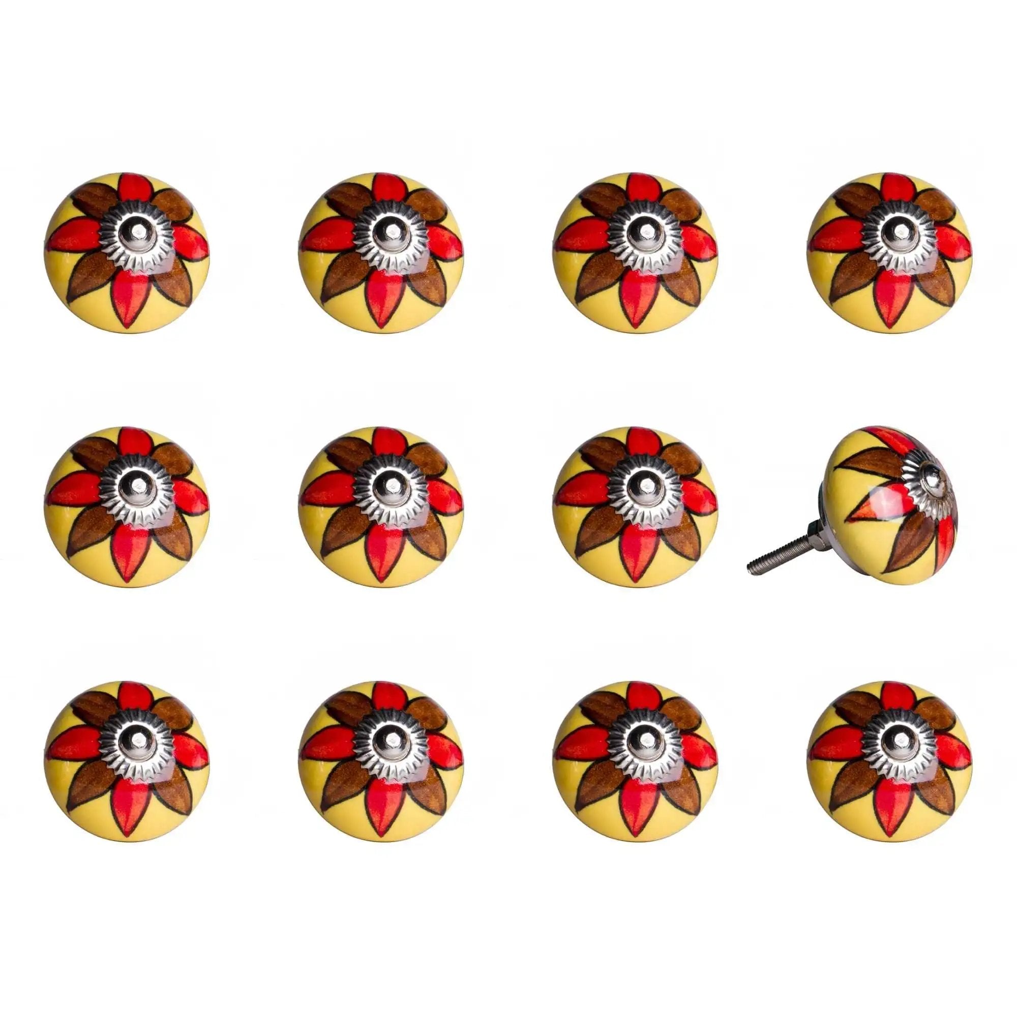 1.5" X 1.5" X 1.5" Ceramic Metal Multicolor 12 Pack Knob - Homeroots - Flyclothing LLC