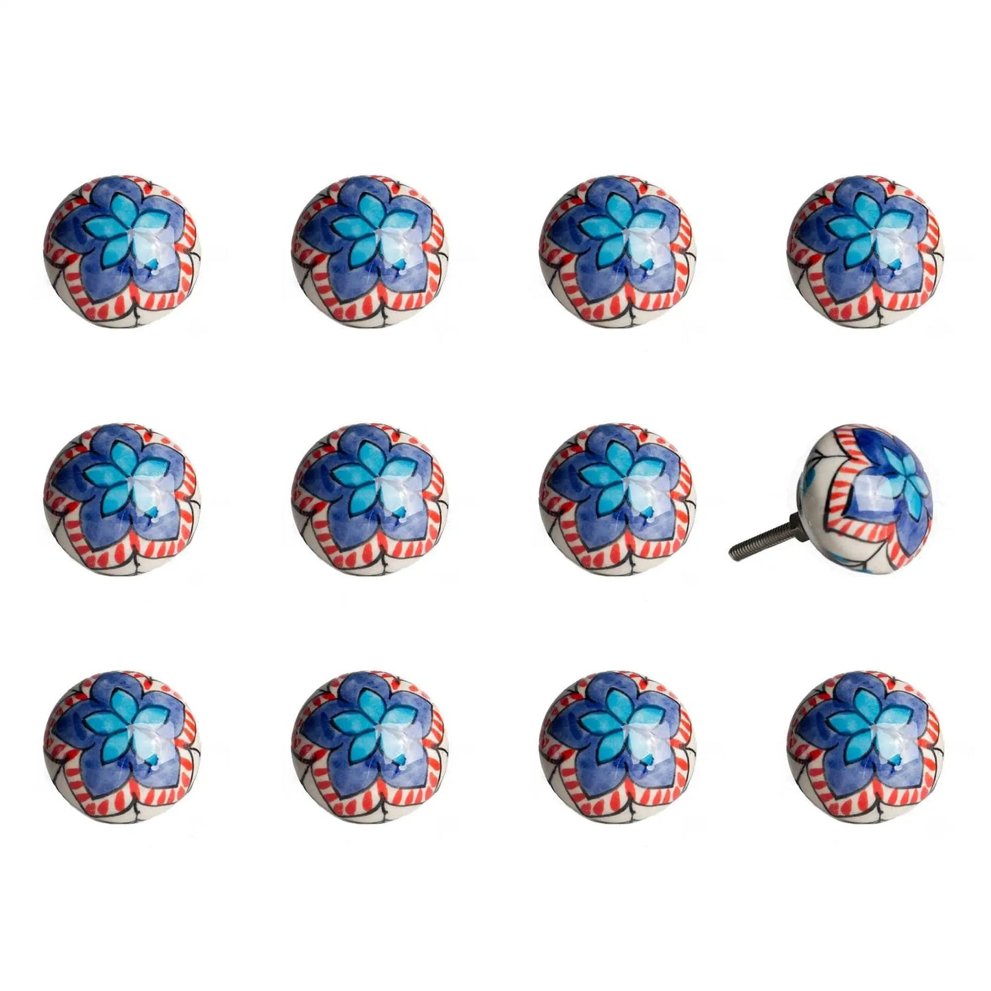 1.5" X 1.5" X 1.5" Ceramic Metal Multicolor 12 Pack Knob - Homeroots - Flyclothing LLC