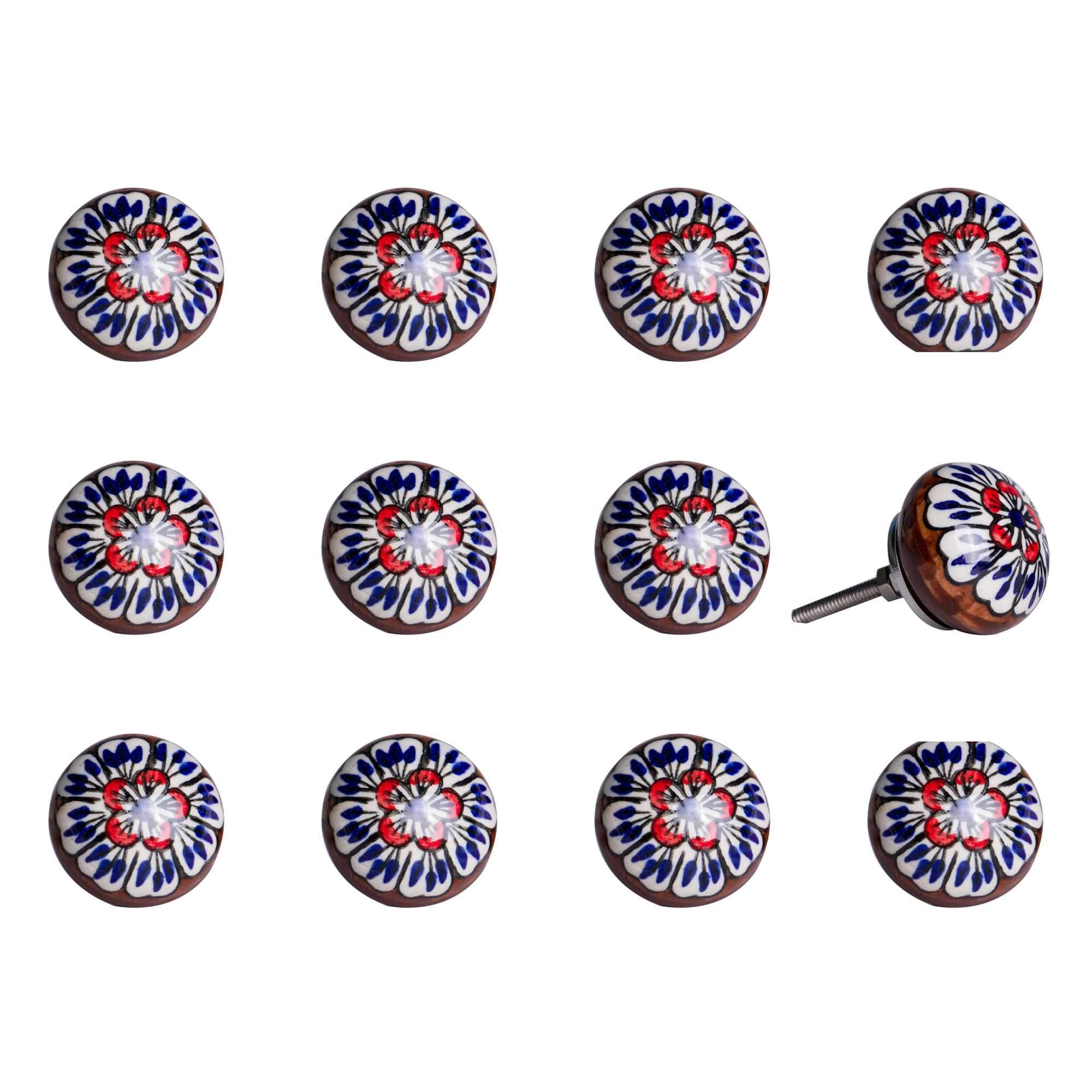 1.5" X 1.5" X 1.5" Ceramic Metal Multicolor 12 Pack Knob - Homeroots - Flyclothing LLC