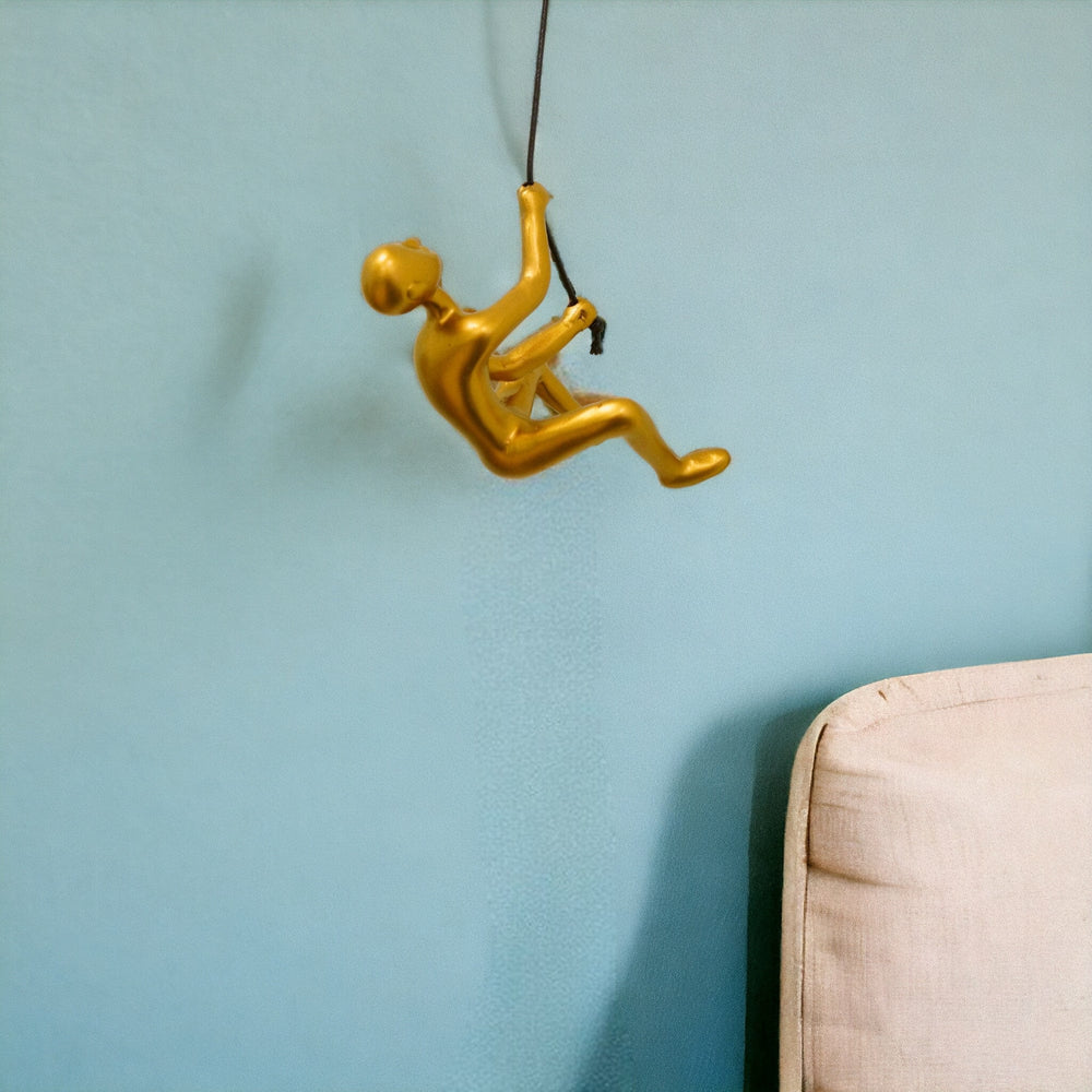6" Gold Unique Climbing Man With Rope Wall Art - Homeroots - Flyclothing LLC