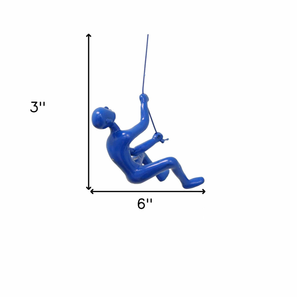 6" Blue Unique Climbing Man With Rope Wall Art - Homeroots - Flyclothing LLC