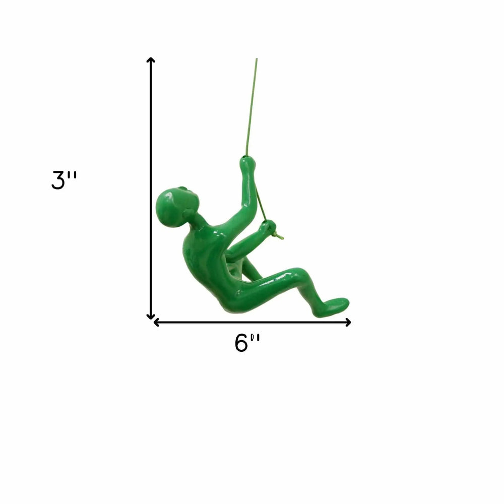 6" Green Unique Climbing Man With Rope Wall Art - Homeroots - Flyclothing LLC