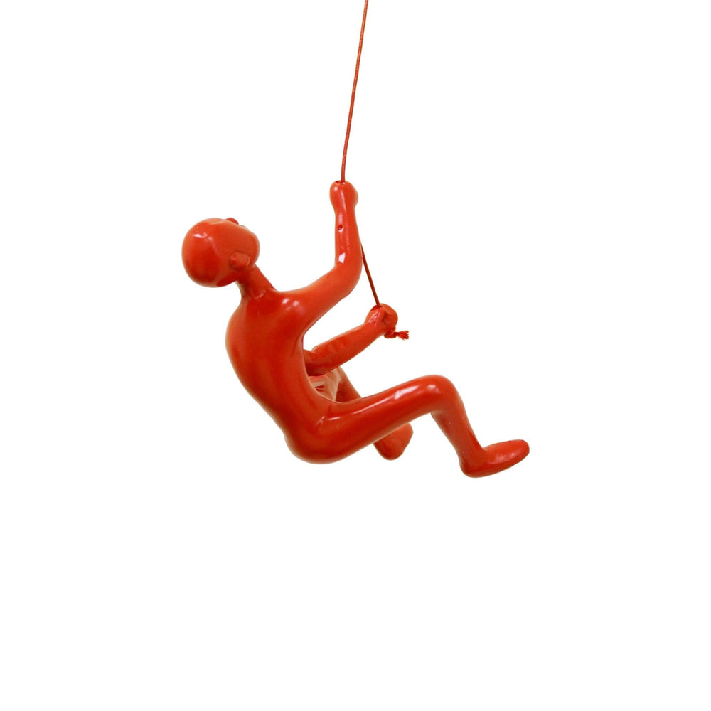 6" Red Unique Climbing Man With Rope Wall Art - Homeroots