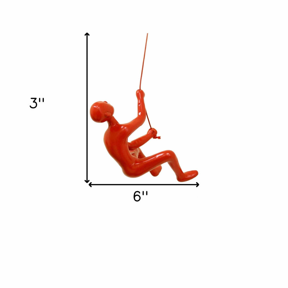 6" Red Unique Climbing Man With Rope Wall Art - Homeroots - Flyclothing LLC