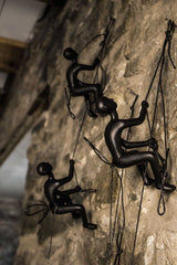 Set of Three 6" Black Resin Unique Climbing Men Wall Decor - Homeroots - Flyclothing LLC