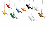 Set of Nine 6" White Black Gold Silver and Rainbow Climbing Man Resin Wall Decor - Homeroots
