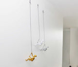 Set of Three 6" White Silver and Gold Climbing Men With Rope Wall Art - Homeroots