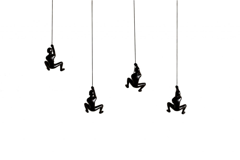 Set of Four 6" Black Resin Unique Climbing Men Wall Decor - Homeroots