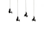 Set of Four 6" Black Resin Unique Climbing Men Wall Decor - Homeroots