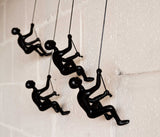 Set of Four 6" Black Resin Unique Climbing Men Wall Decor - Homeroots