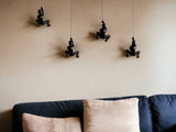 Set of Four 6" Black Resin Unique Climbing Men Wall Decor - Homeroots