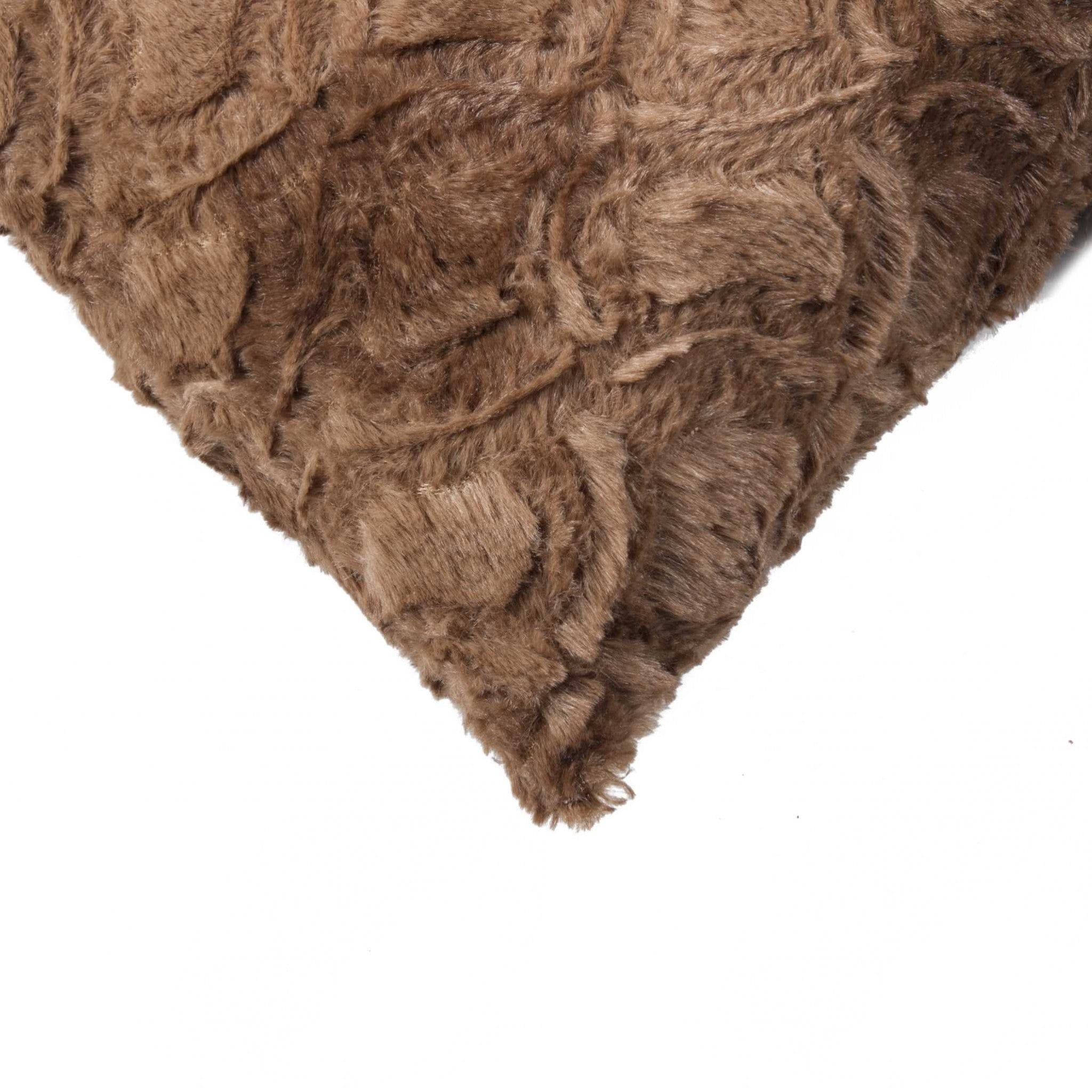 20" X 20" X 5" Acrylic Plush Polyester Polyfill Brown 2 Pack Pillow - Homeroots - Flyclothing LLC