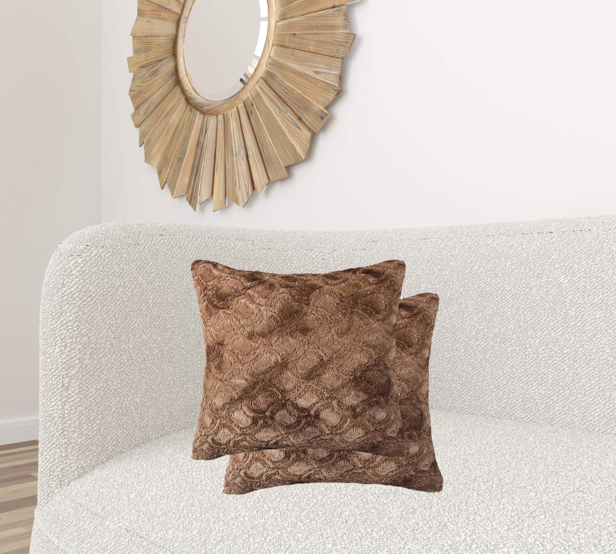 20" X 20" X 5" Acrylic Plush Polyester Polyfill Brown 2 Pack Pillow - Homeroots - Flyclothing LLC