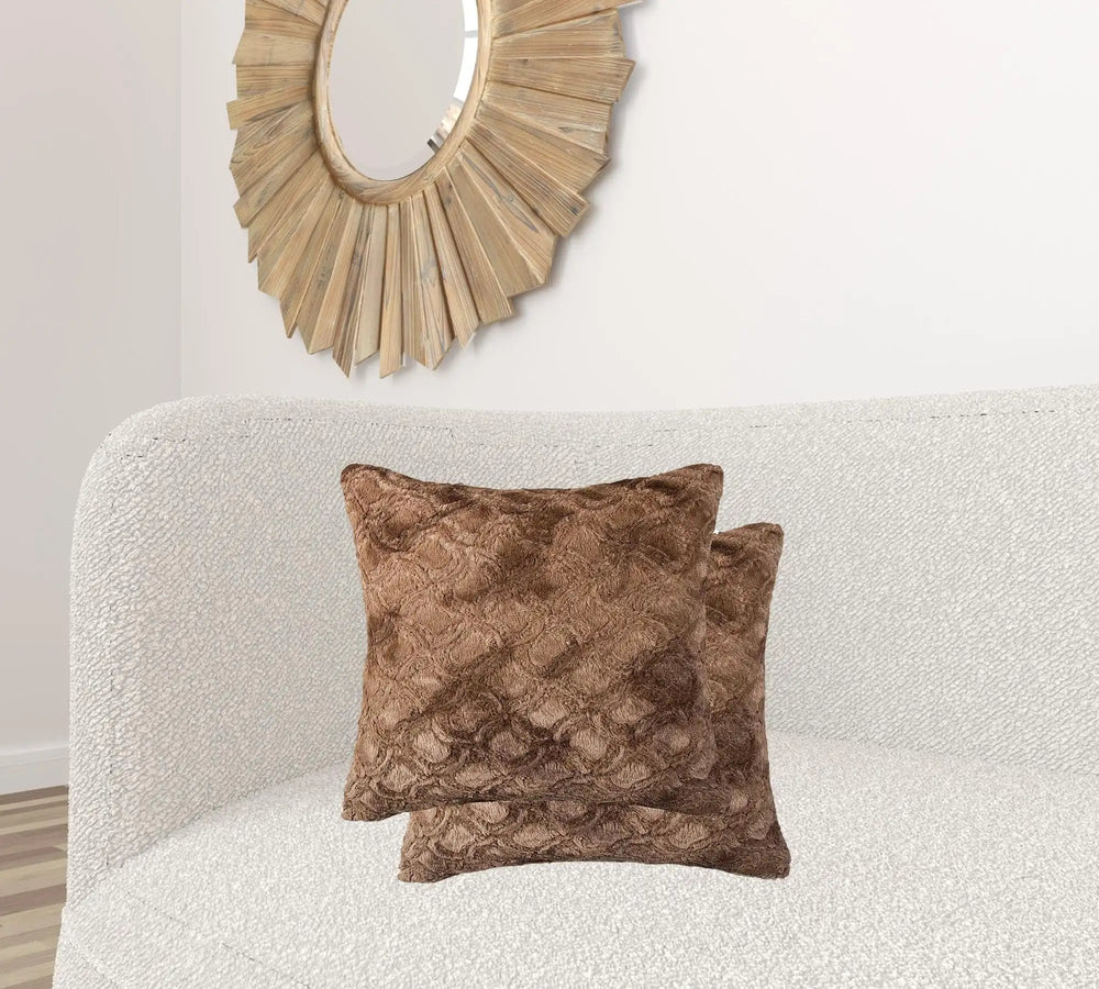 20" X 20" X 5" Acrylic Plush Polyester Polyfill Brown 2 Pack Pillow - Homeroots - Flyclothing LLC
