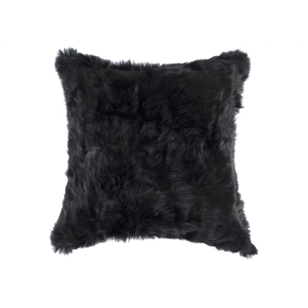 18" Black Wool Throw Pillow - Homeroots