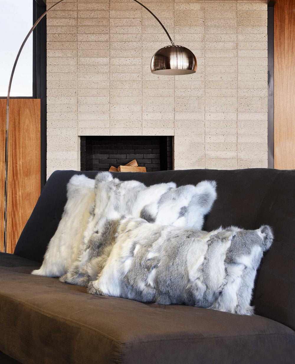 5" X 18" X 18" 100% Natural Rabbit Fur Grey Pillow - Homeroots - Flyclothing LLC