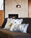 5" X 18" X 18" 100% Natural Rabbit Fur Grey Pillow - Homeroots