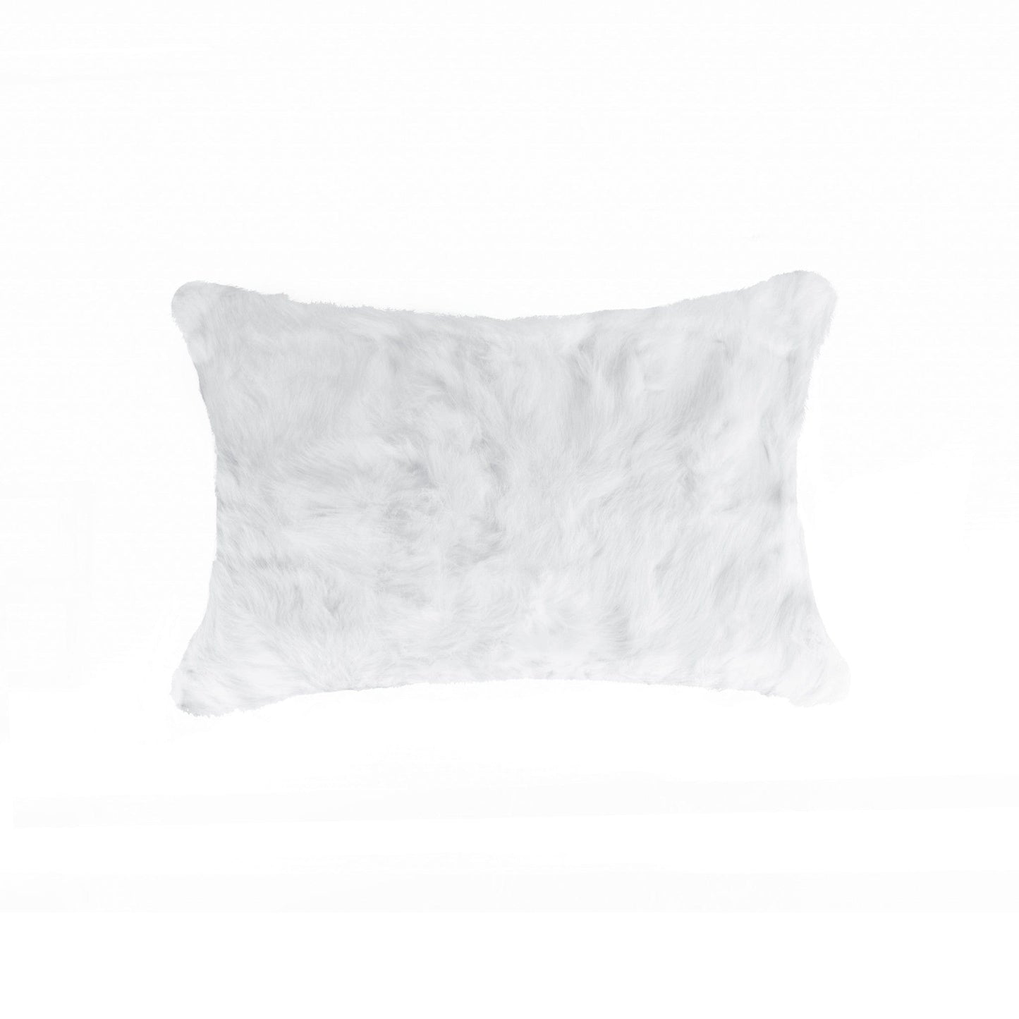 5" X 12" X 20" 100% Natural Rabbit Fur White Pillow - Homeroots - Flyclothing LLC