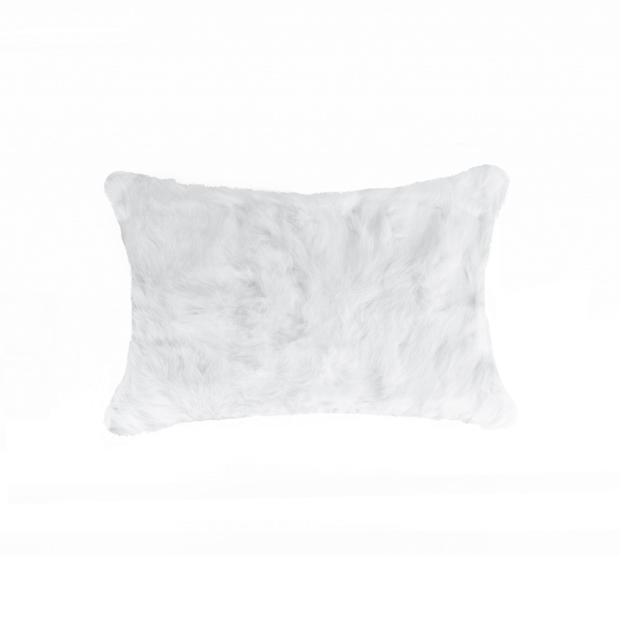 5" X 12" X 20" 100% Natural Rabbit Fur White Pillow - Homeroots - Flyclothing LLC