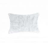 5" X 12" X 20" 100% Natural Rabbit Fur White Pillow - Homeroots