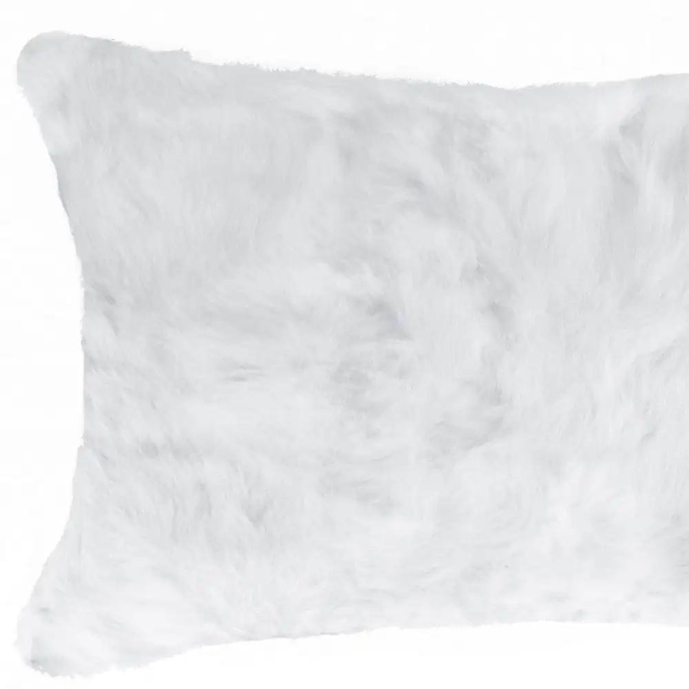 5" X 12" X 20" 100% Natural Rabbit Fur White Pillow - Homeroots - Flyclothing LLC
