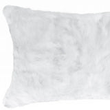 5" X 12" X 20" 100% Natural Rabbit Fur White Pillow - Homeroots