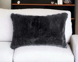 12" X 20" Black Wool Throw Pillow - Homeroots