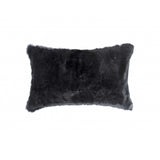 12" X 20" Black Wool Throw Pillow - Homeroots