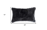 12" X 20" Black Wool Throw Pillow - Homeroots - Flyclothing LLC