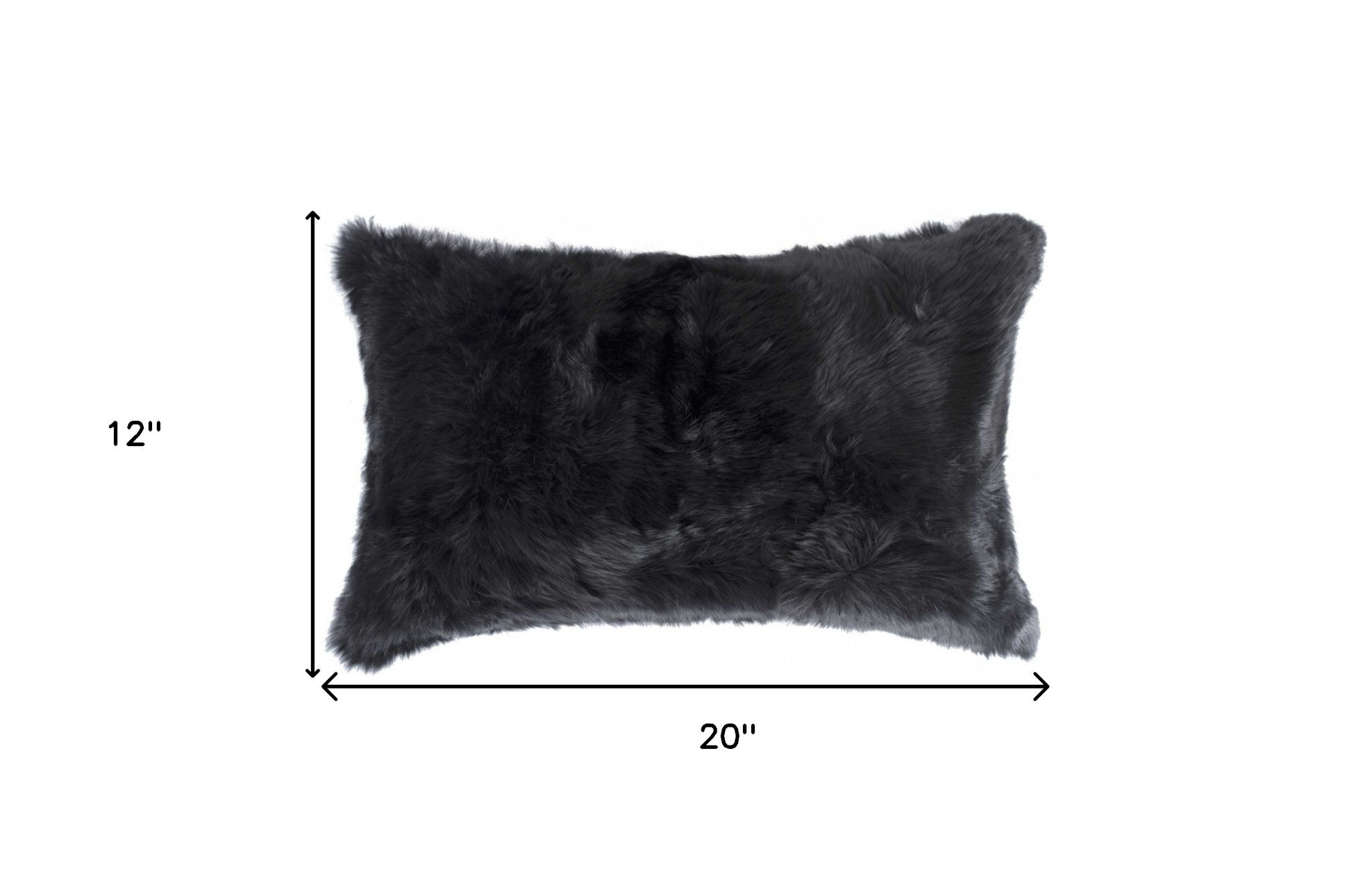 12" X 20" Black Wool Throw Pillow - Homeroots - Flyclothing LLC
