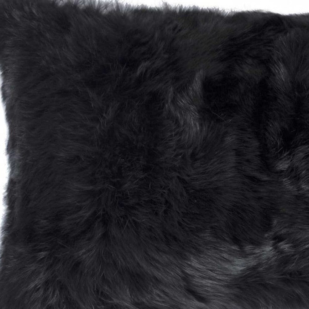 12" X 20" Black Wool Throw Pillow - Homeroots - Flyclothing LLC