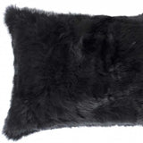 12" X 20" Black Wool Throw Pillow - Homeroots