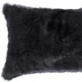 12" X 20" Black Wool Throw Pillow - Homeroots