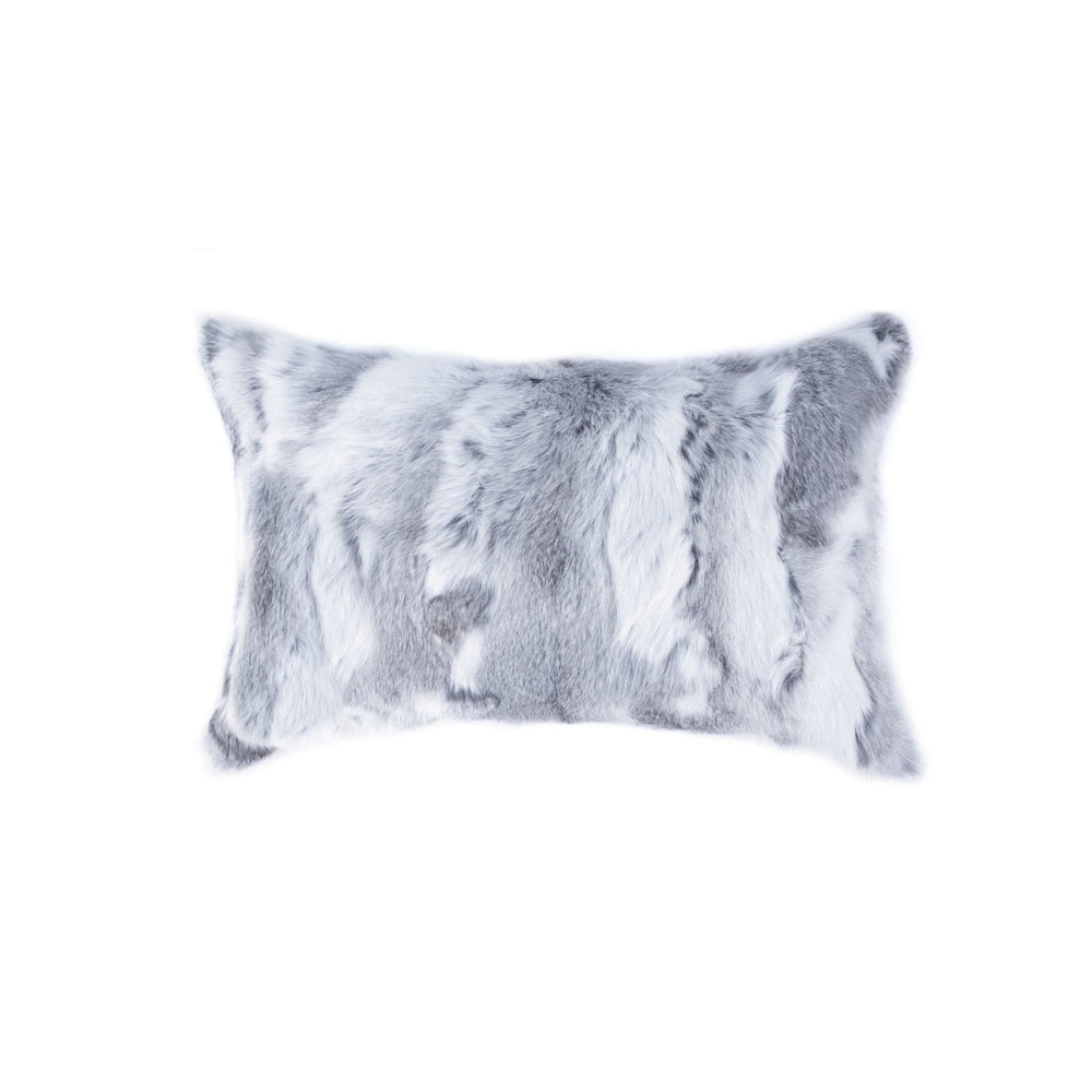 5" X 12" X 20" 100% Natural Rabbit Fur Grey Pillow - Homeroots