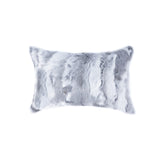 5" X 12" X 20" 100% Natural Rabbit Fur Grey Pillow - Homeroots