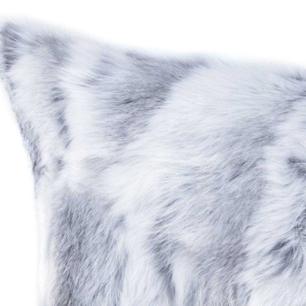 5" X 12" X 20" 100% Natural Rabbit Fur Grey Pillow - Homeroots - Flyclothing LLC