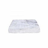 White Knitted Rabbit Solid Color Plush Reversable Throw - Homeroots
