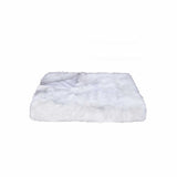 White Knitted Rabbit Solid Color Plush Reversable Throw - Homeroots