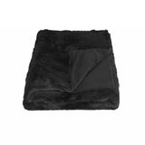 Black Knitted Rabbit Solid Color Plush Reversable Throw - Homeroots