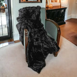 Black Knitted Rabbit Solid Color Plush Reversable Throw - Homeroots - Flyclothing LLC