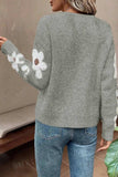 Flower Round Neck Long Sleeve Sweater - Trendsi - Flyclothing LLC