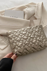 Ruched Heart Clutch with Zipper - Trendsi