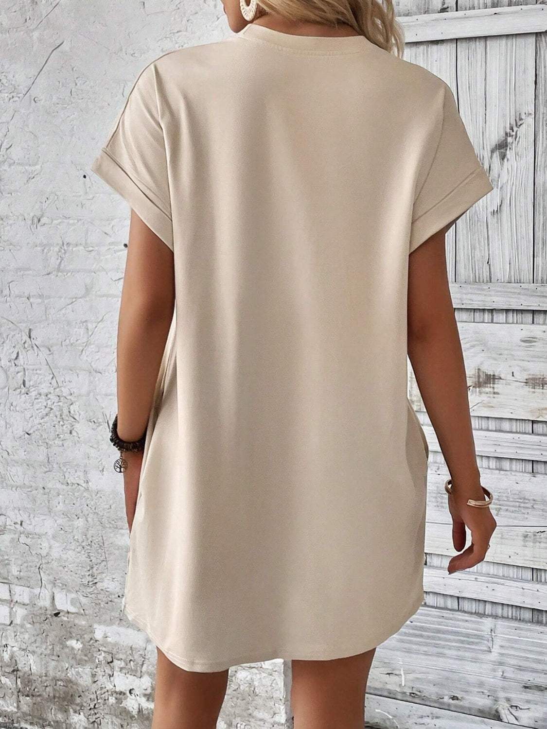 Round Neck Short Sleeve Mini Dress - Trendsi - Flyclothing LLC