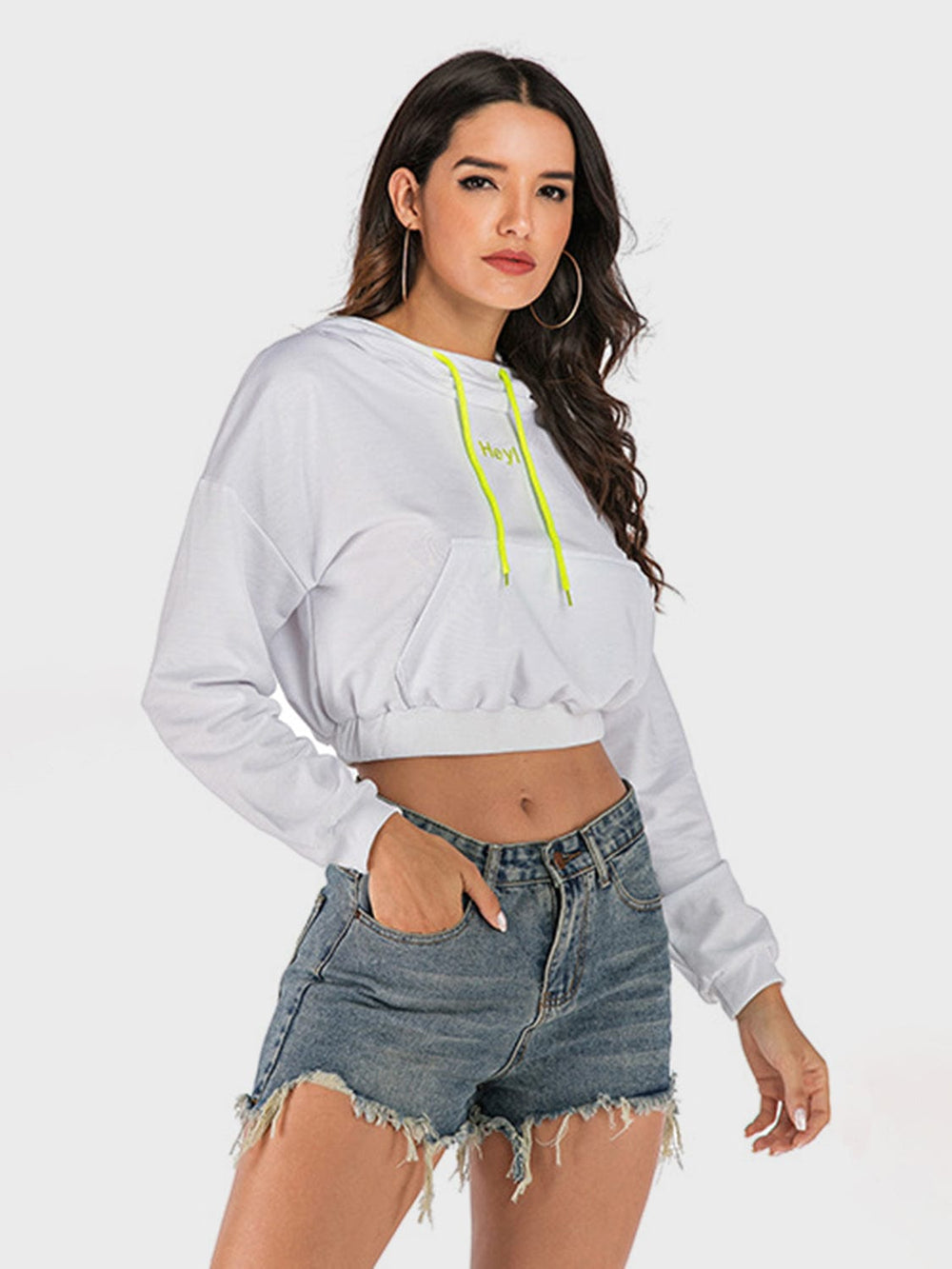 Perfee Drawstring Letter Long Sleeve Hoodie - Trendsi