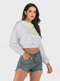 Perfee Drawstring Letter Long Sleeve Hoodie - Trendsi
