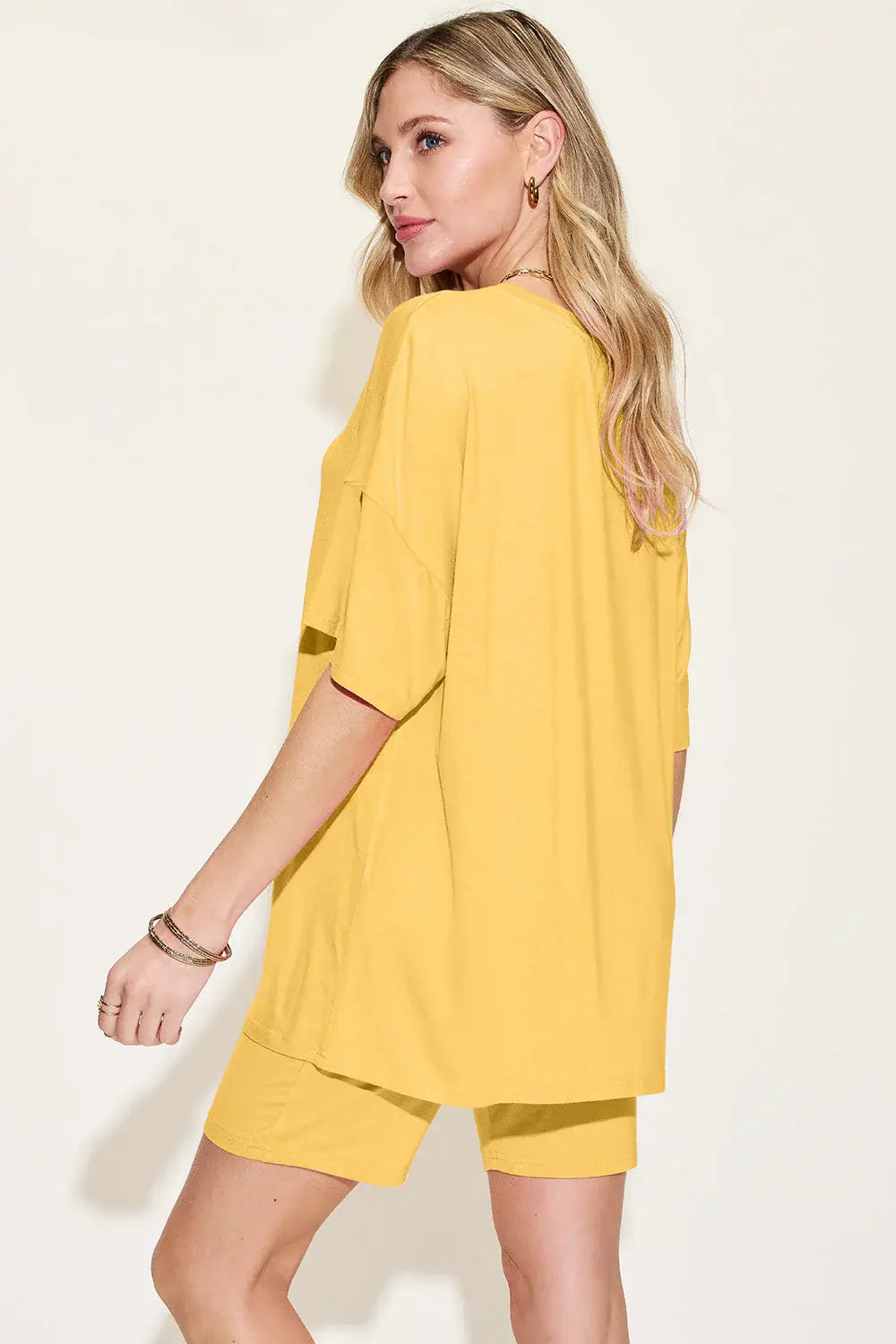 Basic Bae Bamboo Full Size V-Neck Drop Shoulder T-Shirt and Shorts Set - ShopBasicbae - Flyclothing LLC