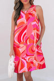 Abstract Floral Print Sleeveless Shift Mini Dress - Trendsi