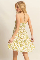 HYFVE Floral Print Halter Neck Tiered Mini Dress - Trendsi - Flyclothing LLC